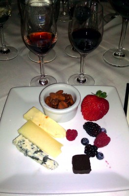 Ruths Chris port dinner Artisanal Cheeses Berries Nuts Jacques Torres BIN 27 Chocolate