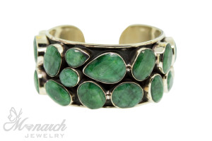 Emerald Pear Bezel Cuff Bracelet 