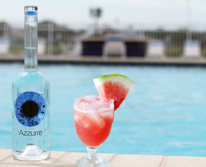 Azzurre Spirits by the pool w melon cocktail