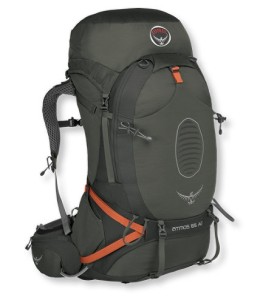 LL Bean Osprey Atmos 65 backpack for trails