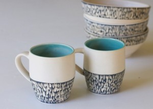 box sparrow blue hand carved coffee mugs