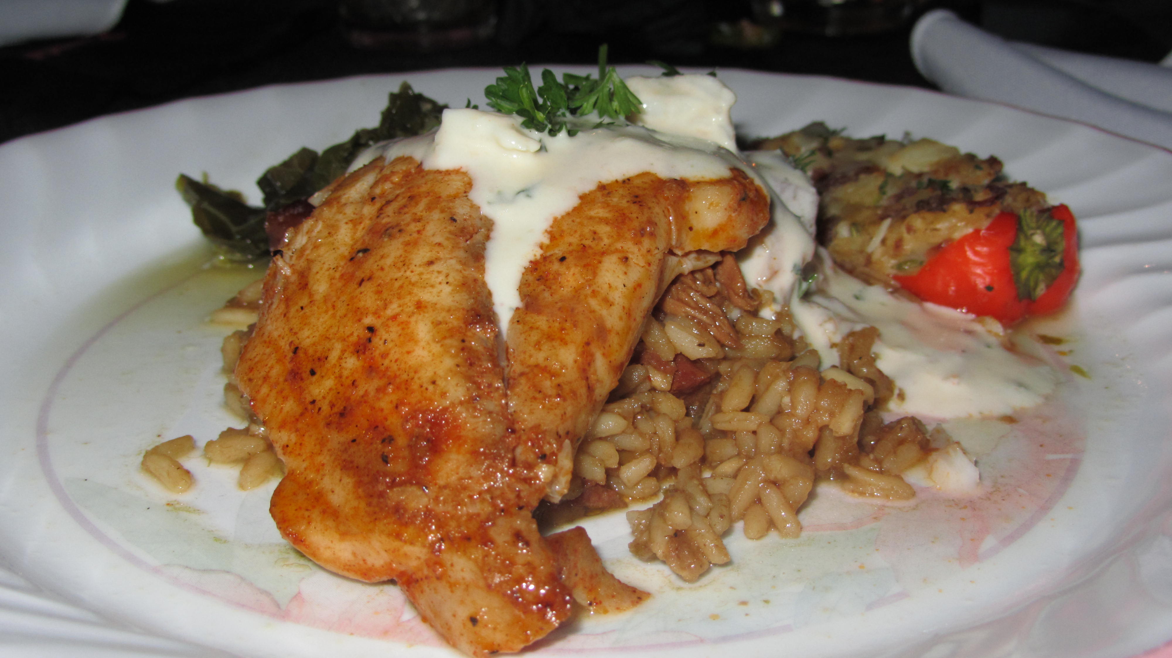Fresh Grilled Redfish with a Crabmeat Cream Sauce